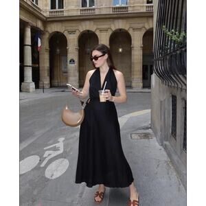 new with tag Zara Women's Maxi black Dress Size L/size chart attached- Zara